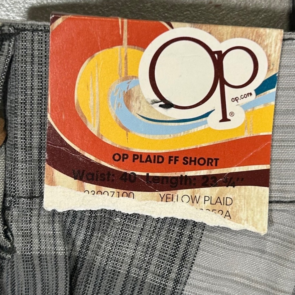 Ocean Pacific OP Mens Yellow Grey Plaid Cotton Shorts Size 40 New - Picture 9 of 11